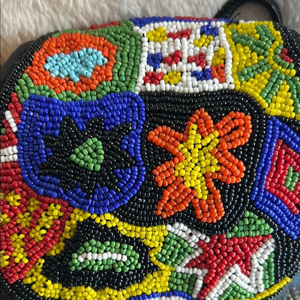Vintage Claudia Beaded Black Leather Women's Bag - Picture 5 of 15